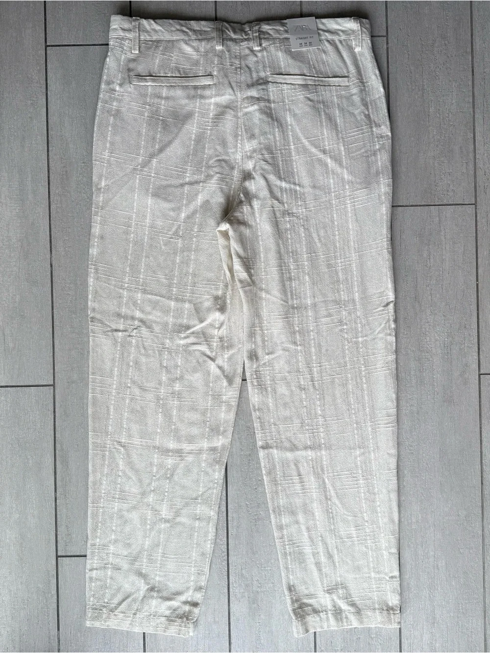ZARA Men’s Textured Cotton Woven Jacquard Trouser Pants Minimalist Casual 36x30